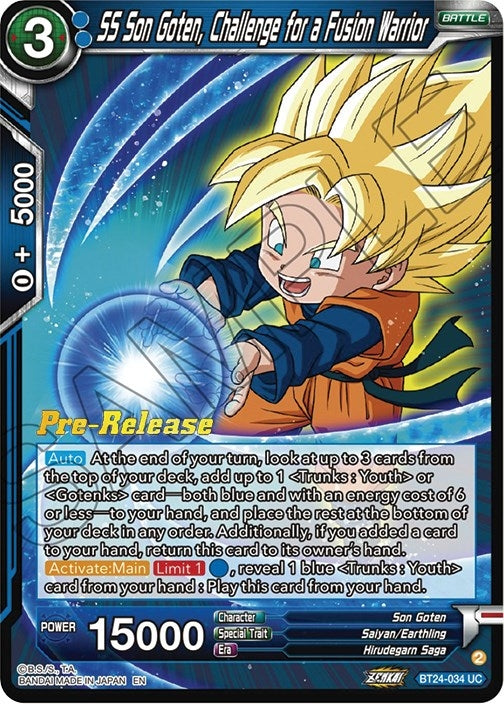 Image for SS Son Goten, Challenge for a Fusion Warrior (BT24-034) (BT24_PR) - Dragon Ball Super: Masters