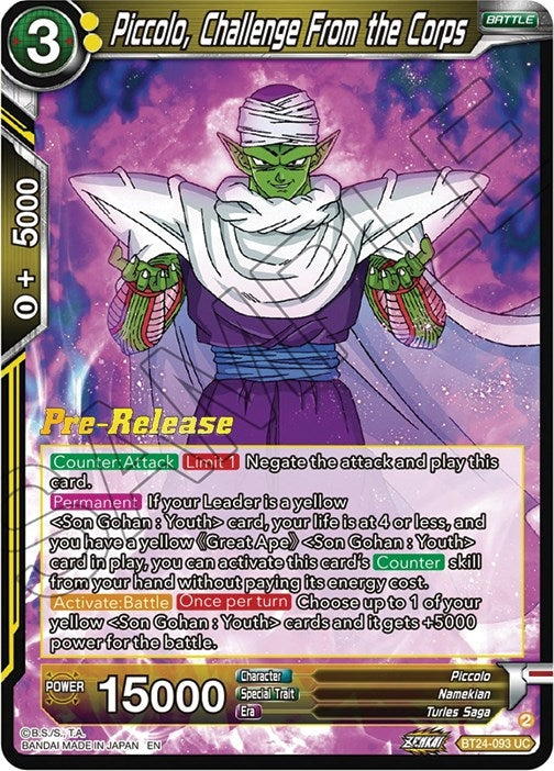 Image for Piccolo, Challenge From the Corps (BT24-093) (BT24_PR) - Dragon Ball Super: Masters