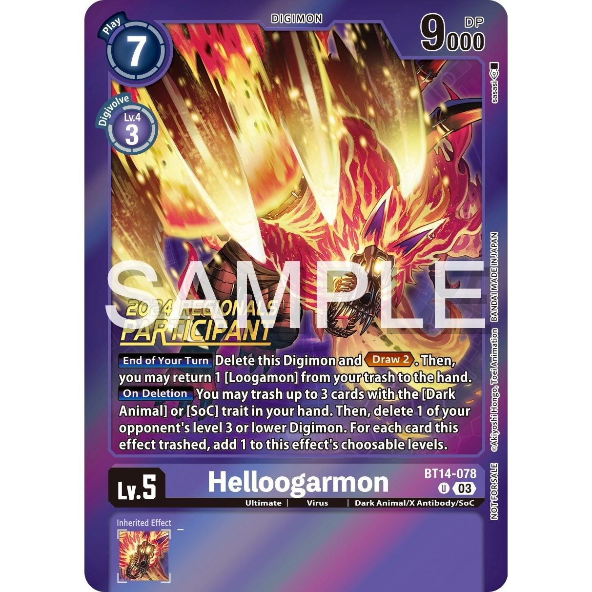 Image for Helloogarmon (2024 Regionals Participant) (BT14-078 U) (BT14) - Digimon Card Game