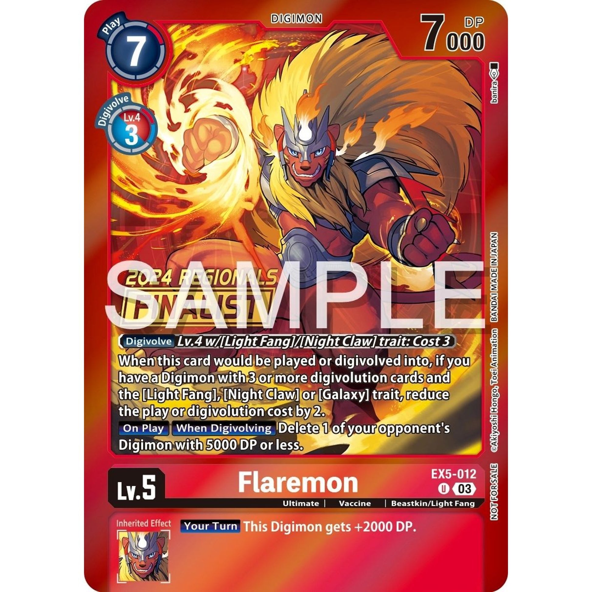 Image for Flaremon (2024 Regionals Finalist) (EX5-012 U) (EX05) - Digimon Card Game