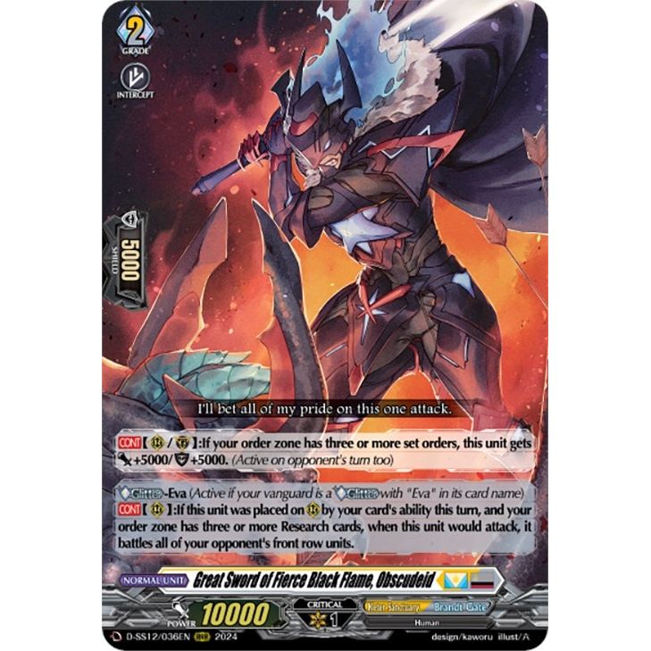 Image for Great Sword of Fierce Black Flame, Obscudeid (D-SS12/036EN) (D-SS12) - Cardfight Vanguard