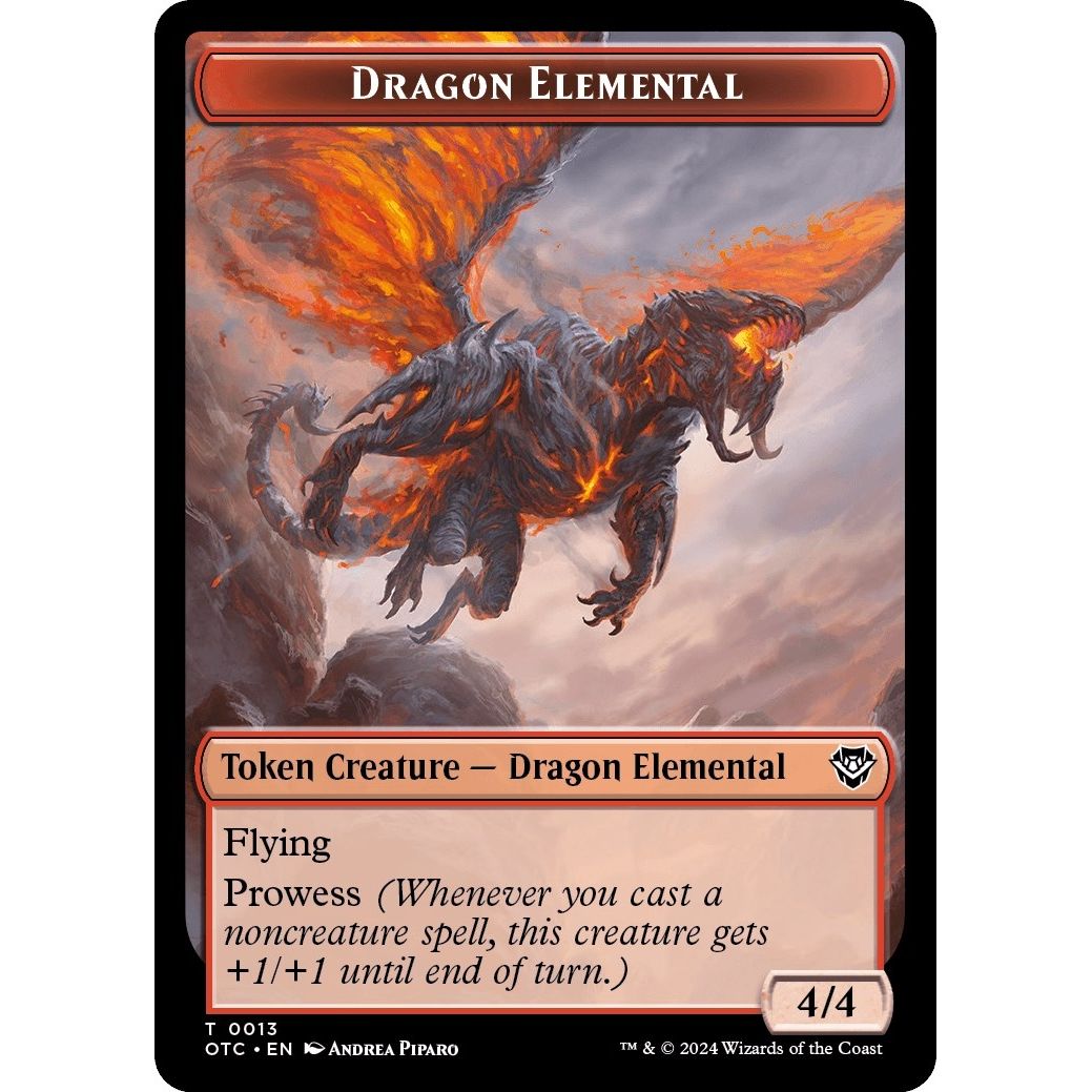 Image for Dragon Elemental // Bird Illusion Double-Sided Token (13 // 4) (OTC) - Magic: The Gathering