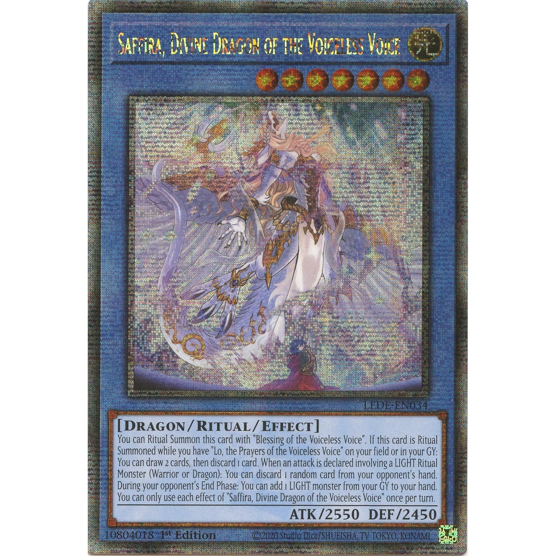 Image for Saffira, Divine Dragon of the Voiceless Voice (Quarter Century Secret Rare) (LEDE-EN034) (LEDE) - YuGiOh