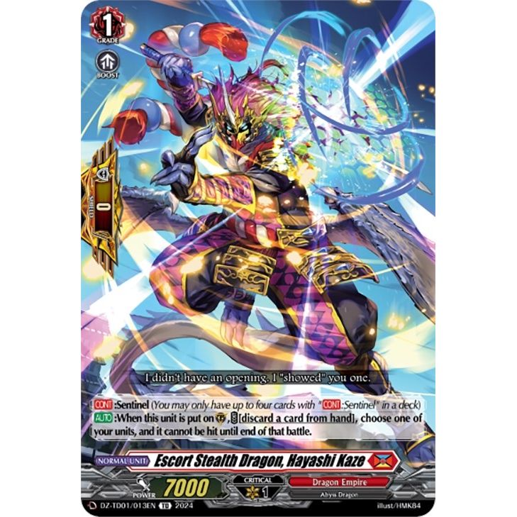 Image for Escort Stealth Dragon, Hayashi Kaze (DZ-TD01/013EN) (DZ-TD01) - Cardfight Vanguard