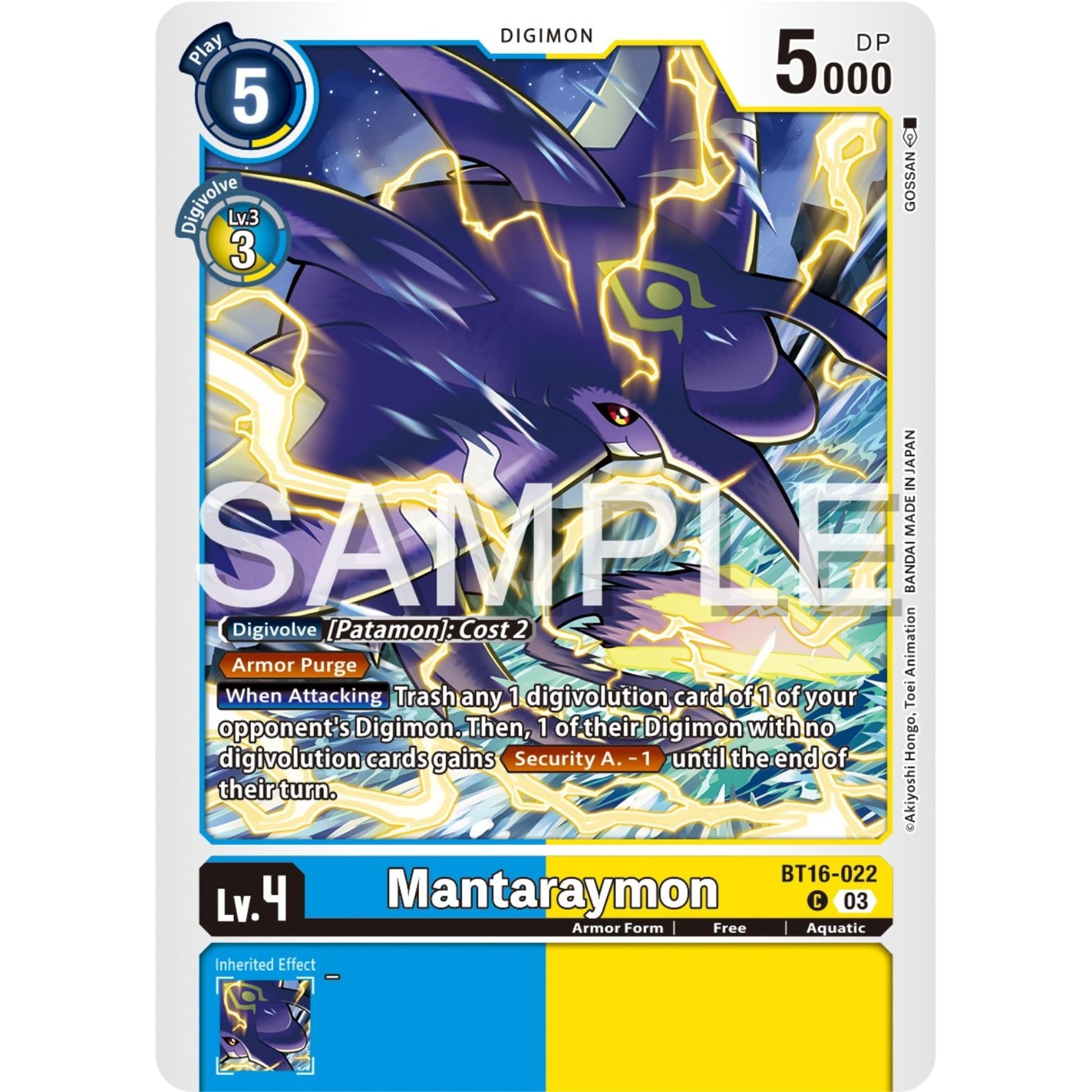 Image for Mantaraymon (BT16-022 C) (BT16) - Digimon Card Game