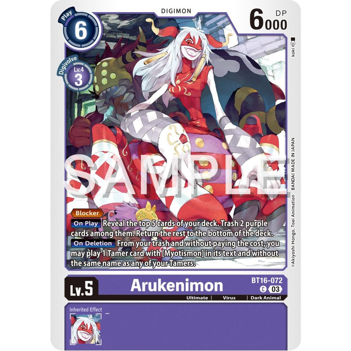 Image for Arukenimon (BT16-072 C) (BT16) - Digimon Card Game