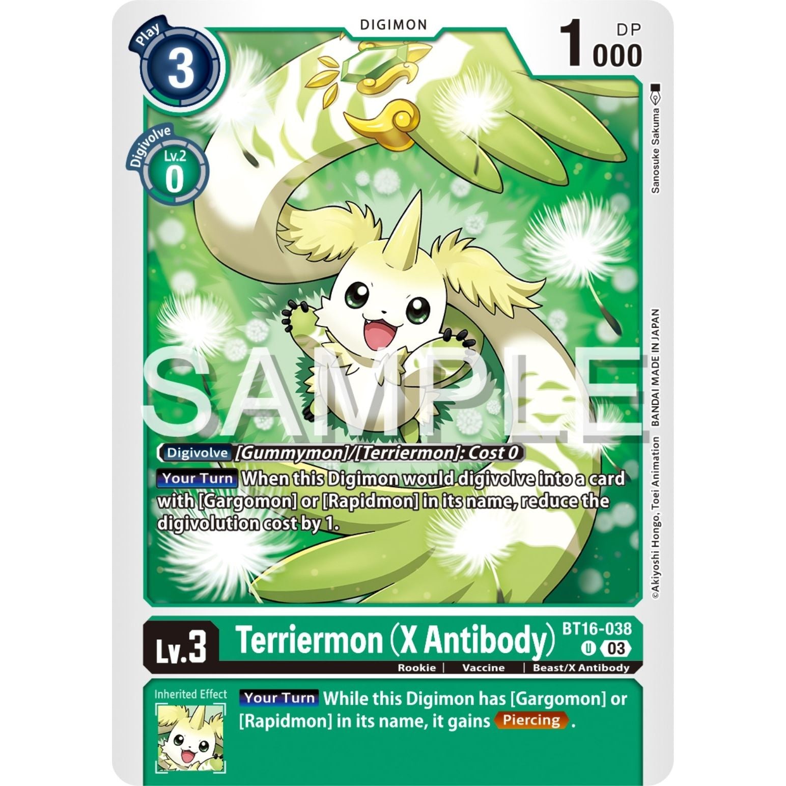 Image for Terriermon (X Antibody) (BT16-038 U) (BT16) - Digimon Card Game