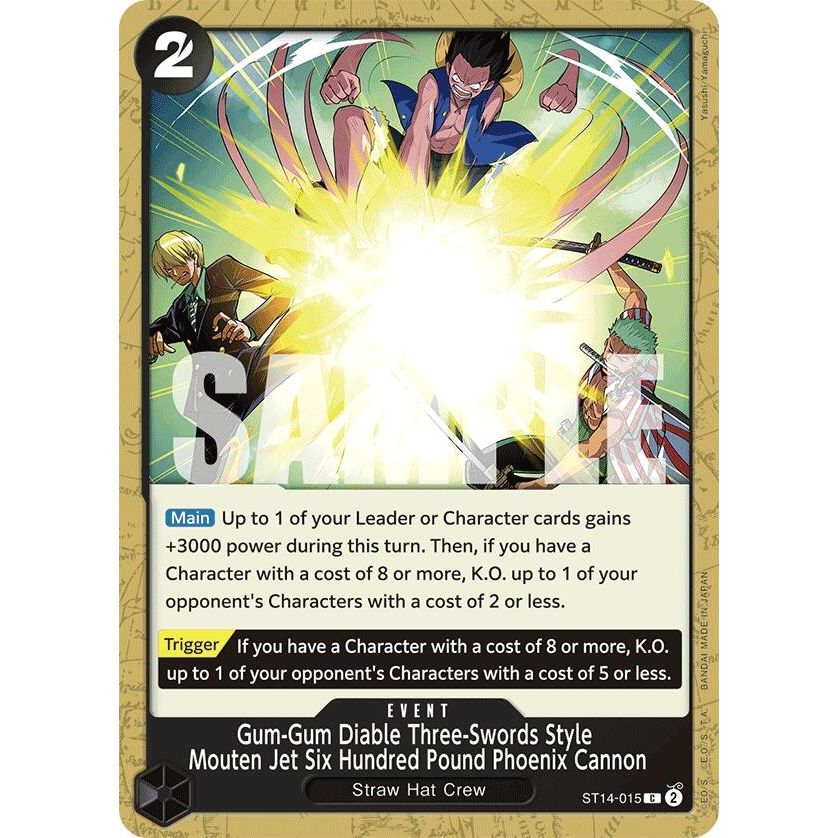 Image for Gum-Gum Diable Three-Swords Style Mouten Jet Six Hundred Pound Phoenix Cannon (ST14-015) (ST-14) - One Piece Card Game