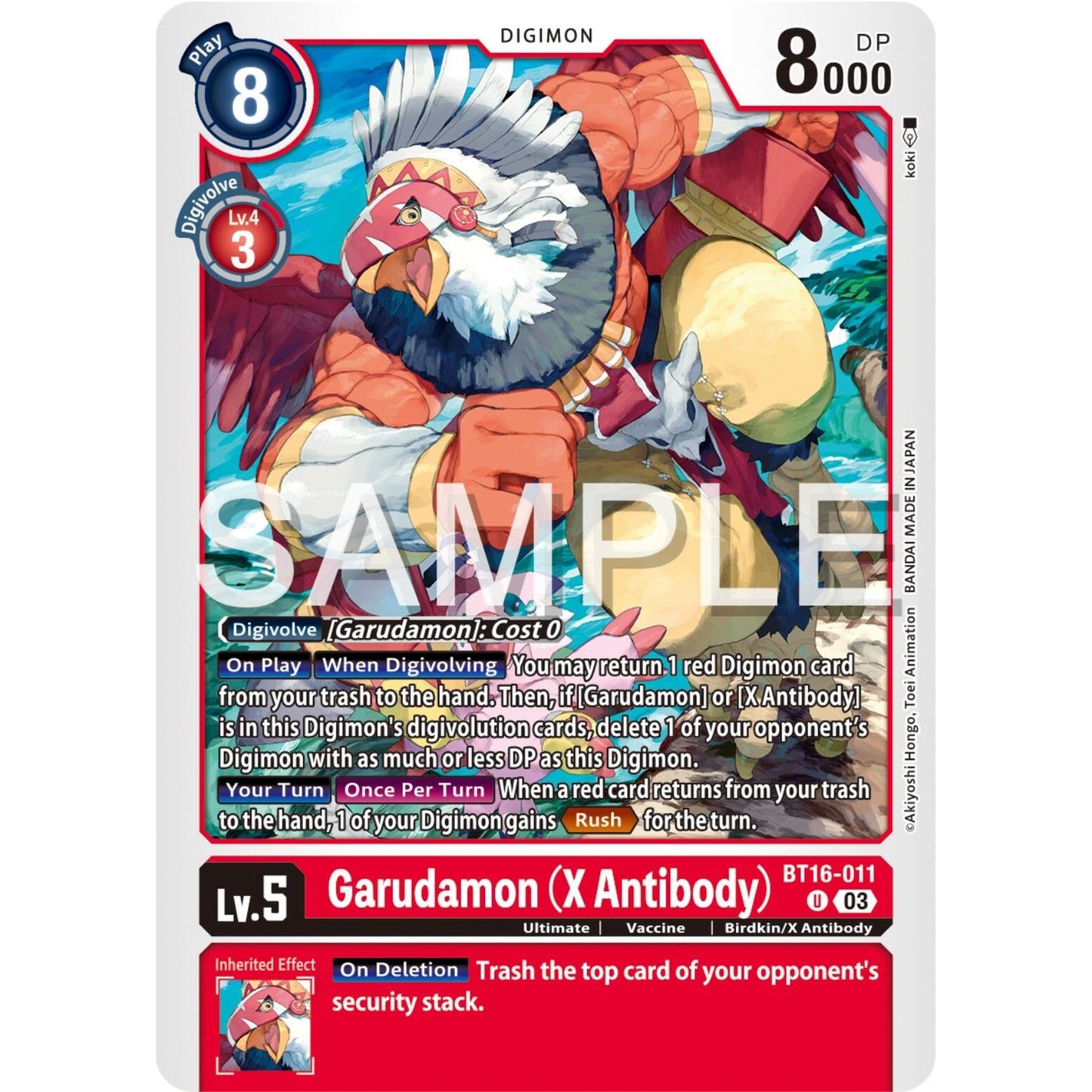 Image for Garudamon (X Antibody) (BT16-011 U) (BT16) - Digimon Card Game