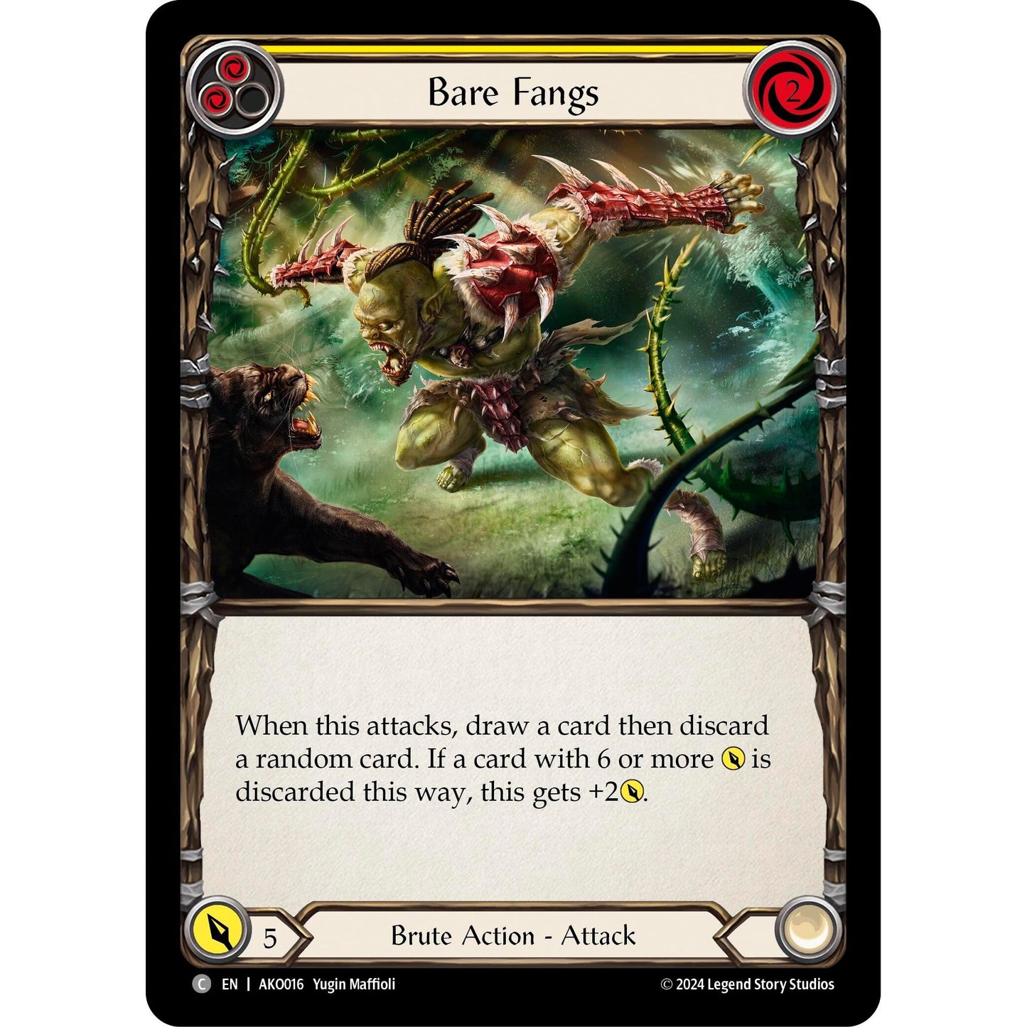 Image for Bare Fangs (Yellow) (AKO016) - Flesh and Blood TCG