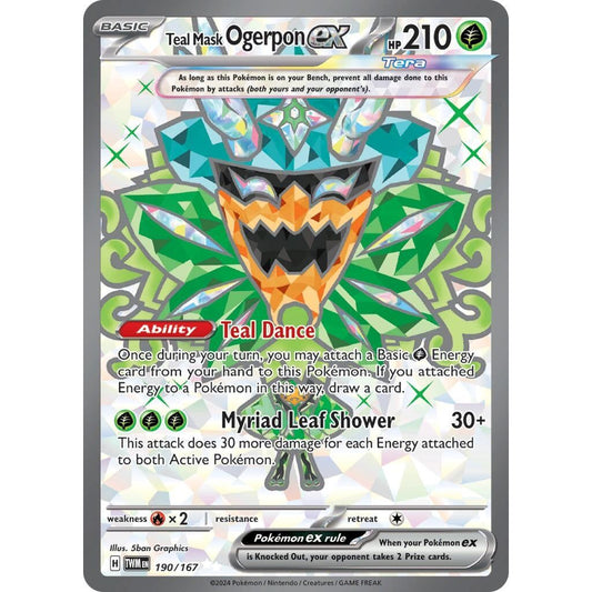 Image for Teal Mask Ogerpon ex (190/167) (TWM) - Pokemon