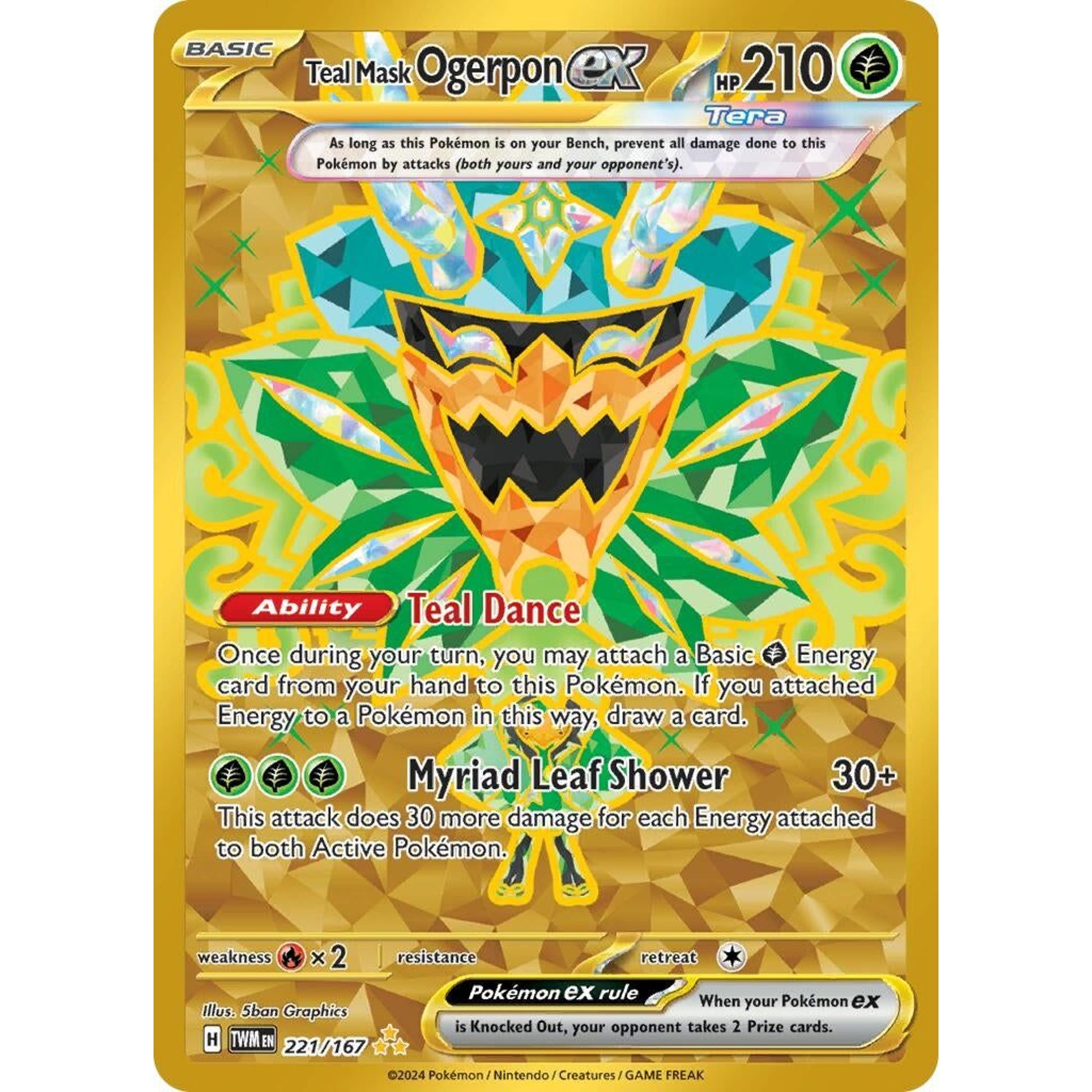 Image for Teal Mask Ogerpon ex (221/167) (TWM) - Pokemon