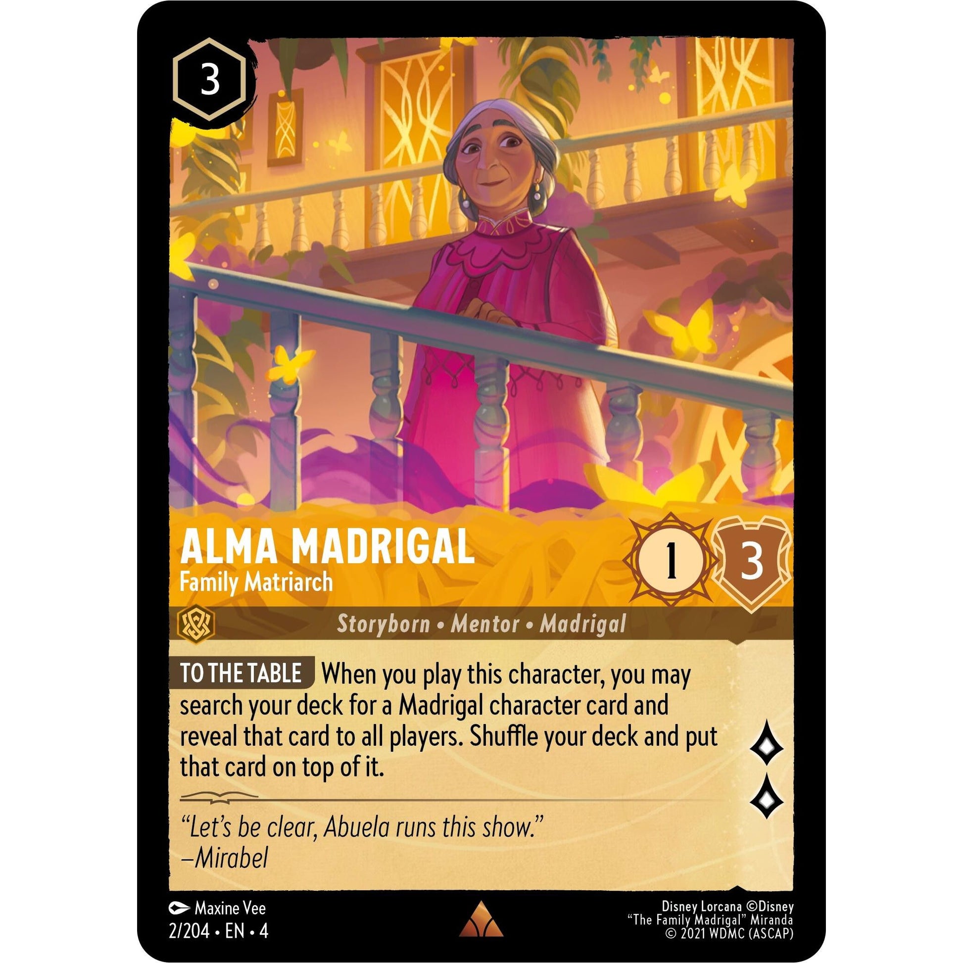 Image for Alma Madrigal - Family Matriarch (2/204) (4) - Disney Lorcana