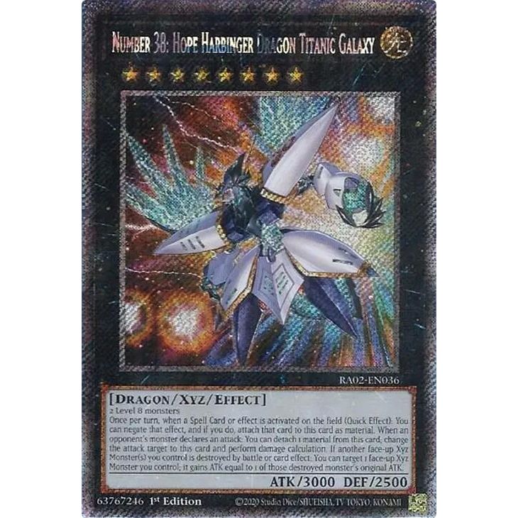 Image for Number 38: Hope Harbinger Dragon Titanic Galaxy (Platinum Secret Rare) (RA02-EN036) (RA02) - YuGiOh