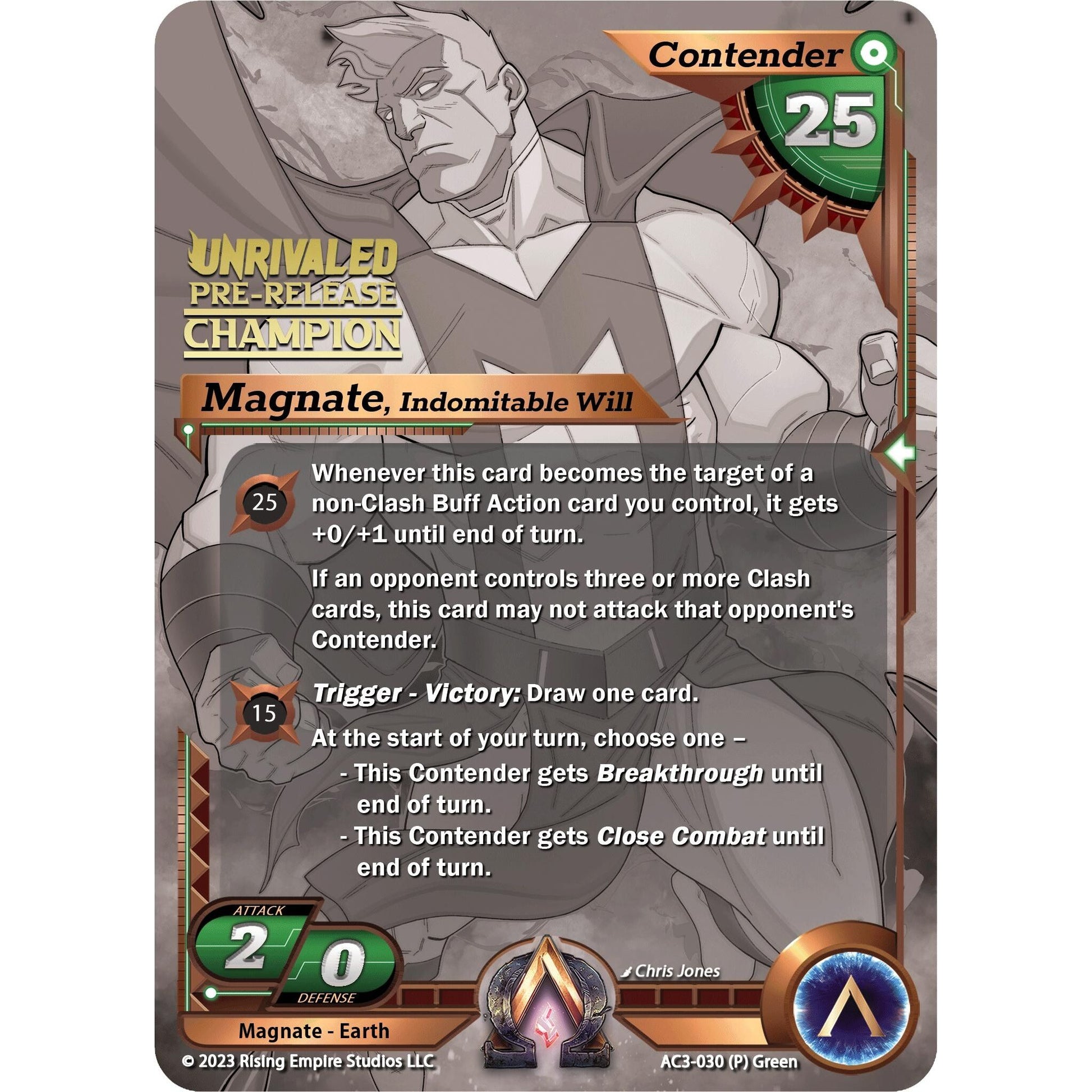 Image for Magnate, Indomitable Will (Pre-Release Champion) (AC3-030) (AC3) - Alpha Clash