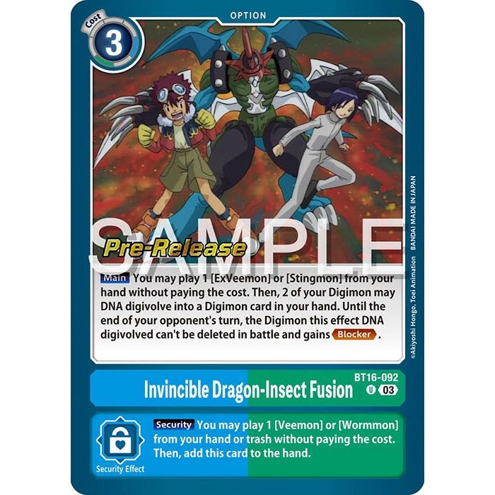 Image for Invincible Dragon-Insect Fusion (BT16-092 U) (BT16_PR) - Digimon Card Game