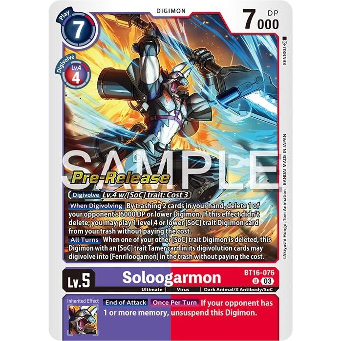 Image for Soloogarmon (BT16-076 U) (BT16_PR) - Digimon Card Game