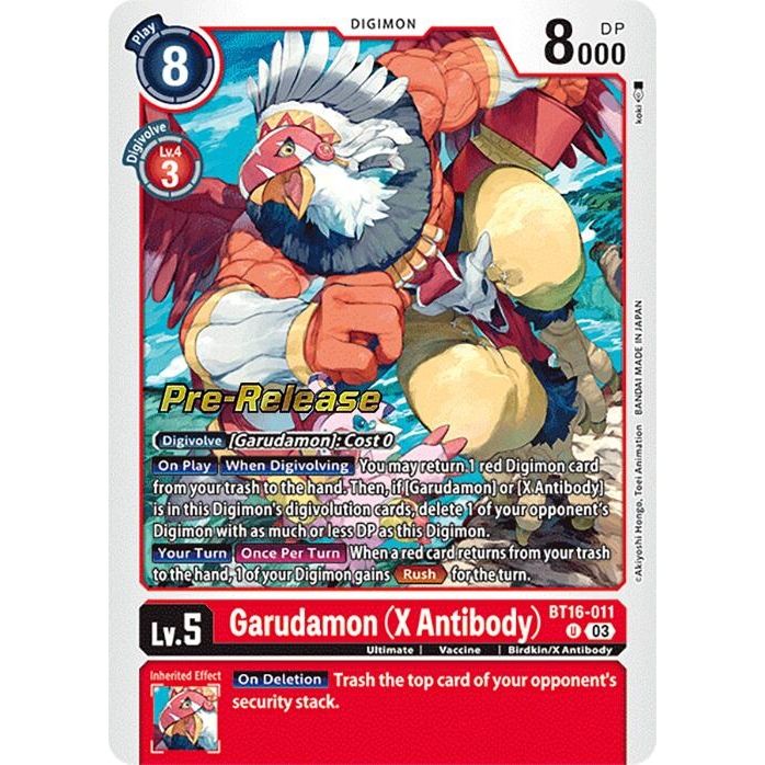 Image for Garudamon (X Antibody) (BT16-011 U) (BT16_PR) - Digimon Card Game