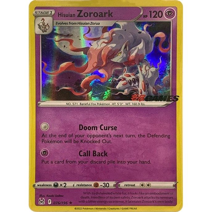 Image for Hisuian Zoroark - 076/196 (EB Games Exclusive) (076/196) (MCAP) - Pokemon