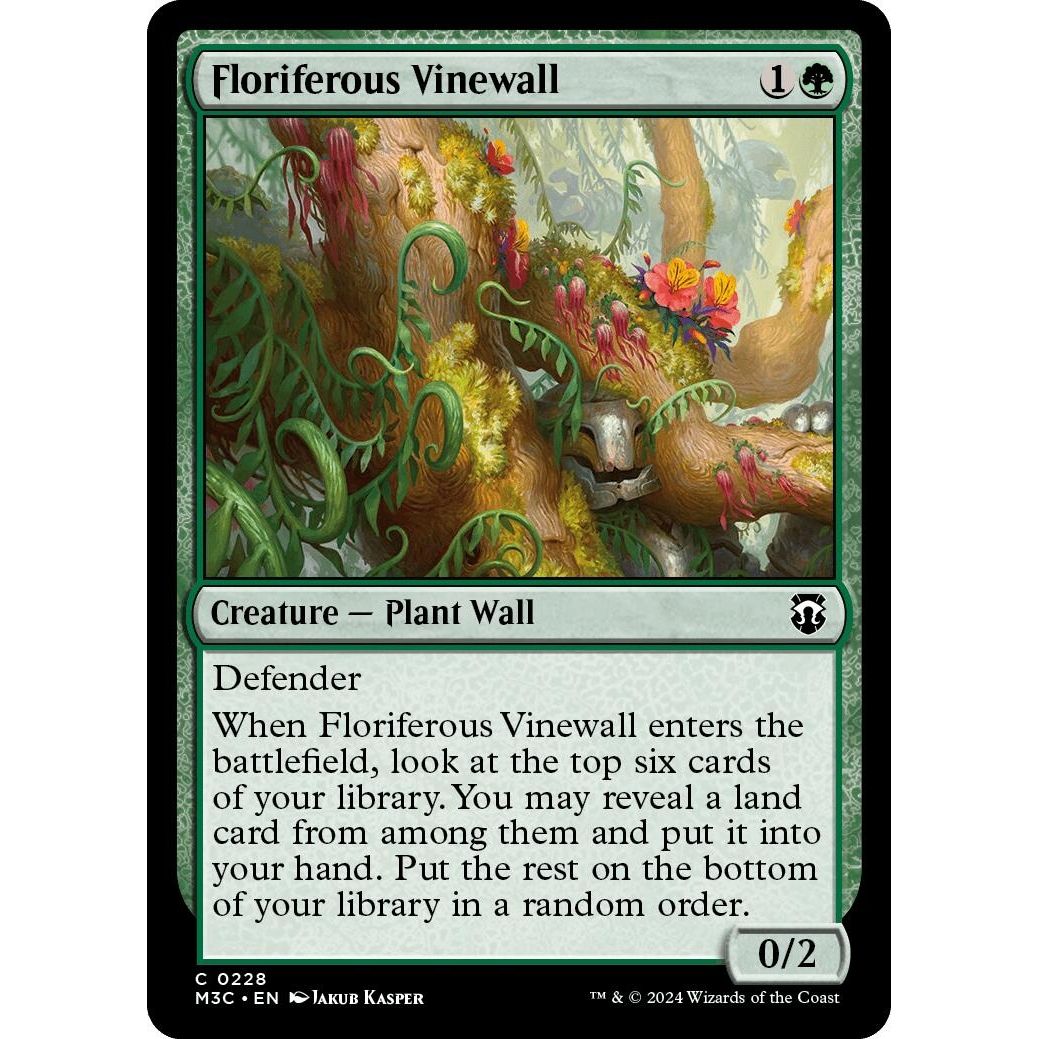 Image for Floriferous Vinewall (Ripple Foil) (228) (M3C) - Magic: The Gathering