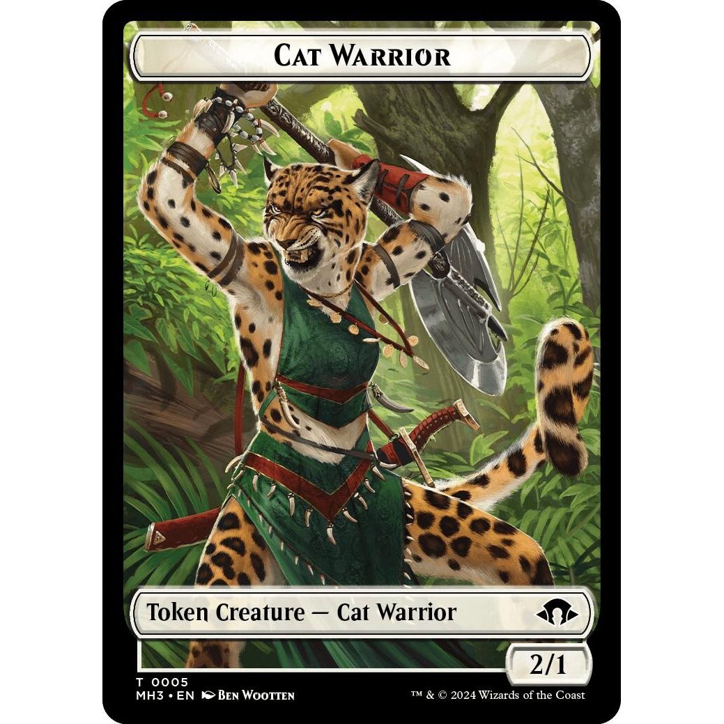 Image for Cat Warrior // Energy Reserve Double-Sided Token (5 // 36) (MH3) - Magic: The Gathering