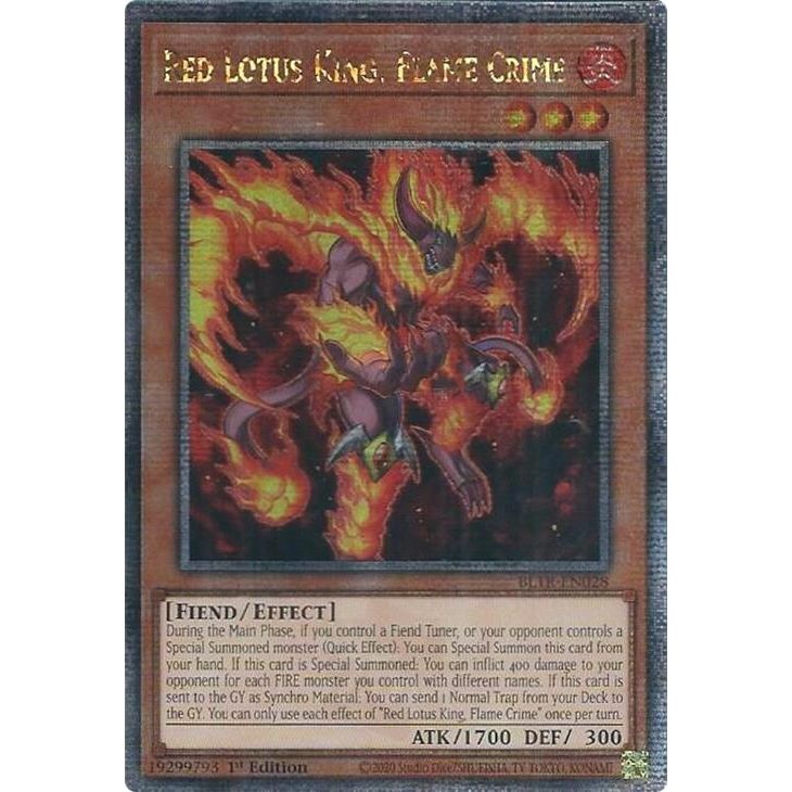 Image for Red Lotus King, Flame Crime (Quarter Century Secret Rare) (BLTR-EN028) (BLTR) - YuGiOh