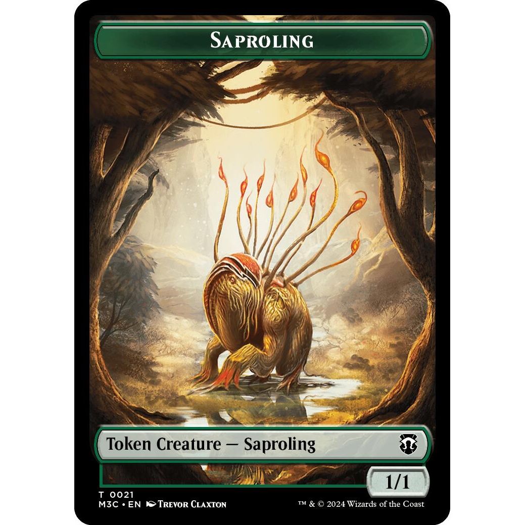 Image for Saproling (Ripple Foil) // Emblem - Garruk, Apex Predator Double-Sided Token (21 // 27) (M3C) - Magic: The Gathering
