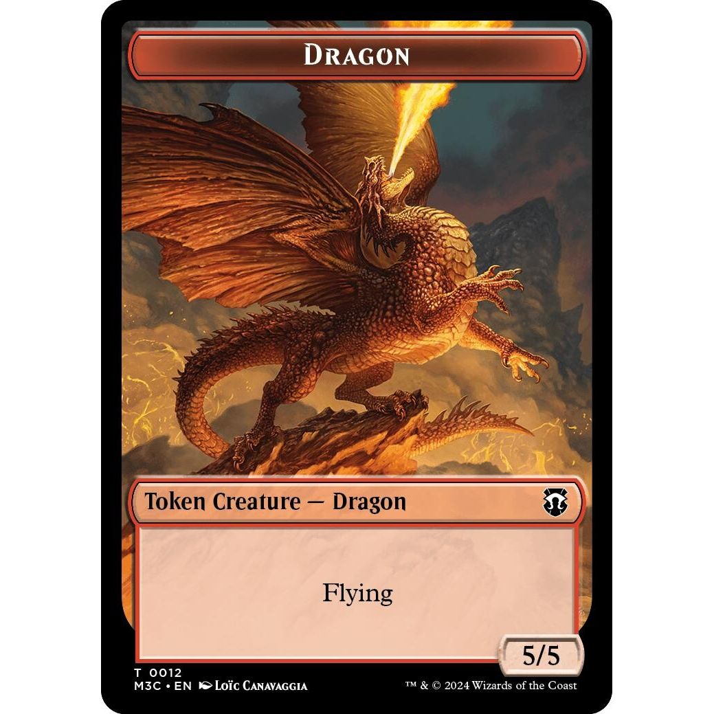 Image for Dragon (Ripple Foil) // Treasure Double-Sided Token (12 // 34) (M3C) - Magic: The Gathering