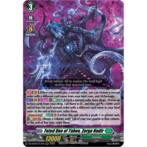 Image for Fated One of Taboo, Zorga Nadir (DZ-BT02/013EN) (DZ-BT02) - Cardfight Vanguard