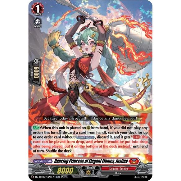 Image for Dancing Princess of Elegant Flames, Justina (DZ-BT02/021EN) (DZ-BT02) - Cardfight Vanguard