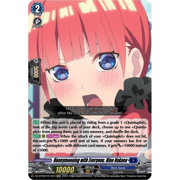 Image for Honeymooning with Everyone, Nino Nakano (EXC) (DZ-BT02/EX15EN) (DZ-BT02) - Cardfight Vanguard
