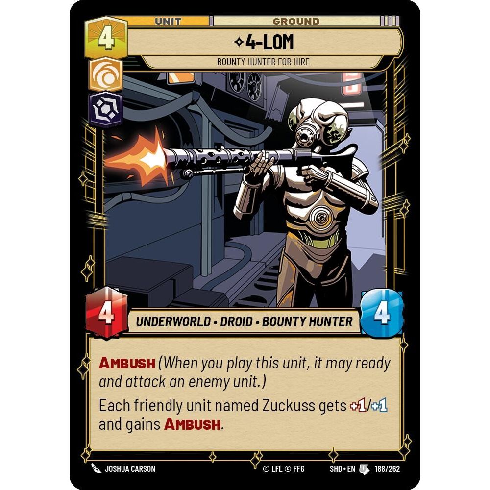 Image for 4-LOM - Bounty Hunter for Hire (188/262) (SHD) - Star Wars: Unlimited