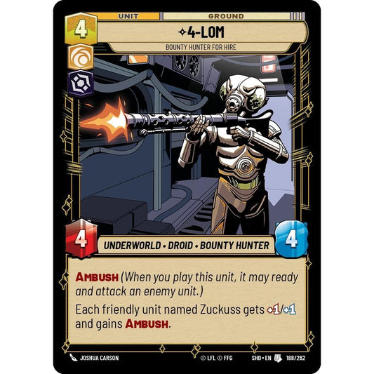 Image for 4-LOM - Bounty Hunter for Hire (188/262) (SHD) - Star Wars: Unlimited