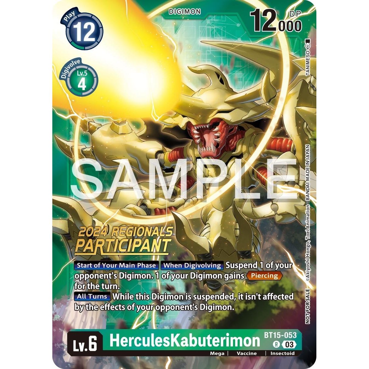 Image for HerculesKabuterimon (2024 Regionals Participant) (BT15-053 R) (BT15) - Digimon Card Game