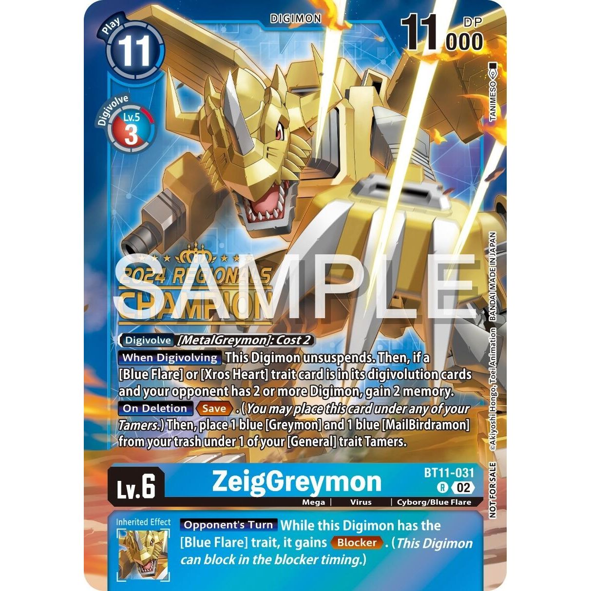 Image for ZeigGreymon (2024 Regionals Champion) (BT11-031 R) (BT11) - Digimon Card Game