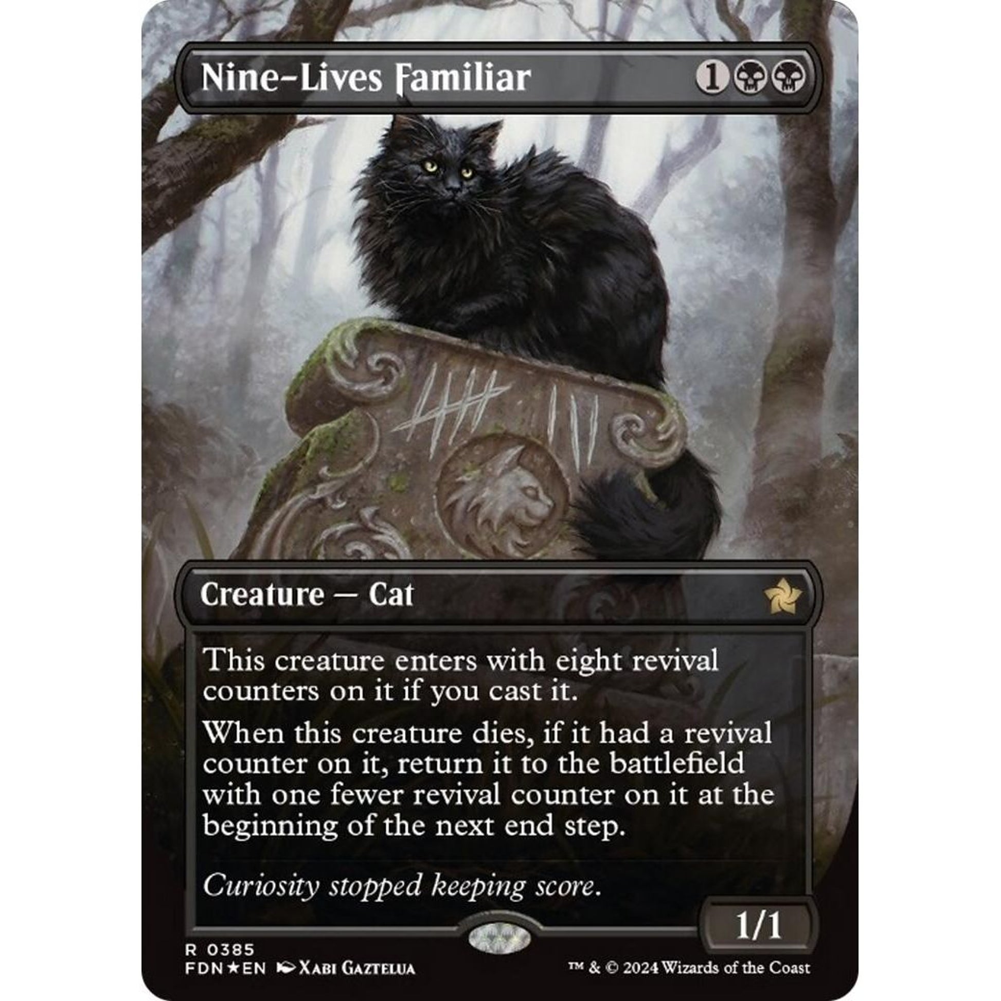 Image for Nine-Lives Familiar (Borderless) (Mana Foil) (385) (FDN) - Magic: The Gathering