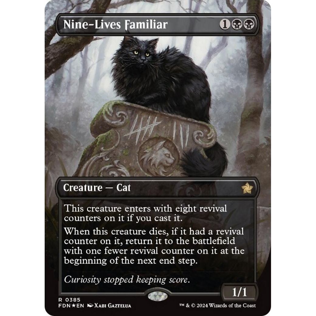 Image for Nine-Lives Familiar (Borderless) (Mana Foil) (385) (FDN) - Magic: The Gathering