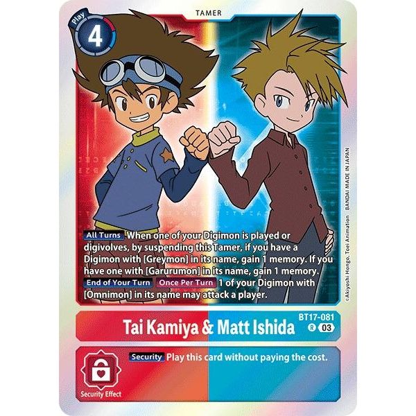 Image for Tai Kamiya & Matt Ishida (BT17-081 R) (BT17) - Digimon Card Game