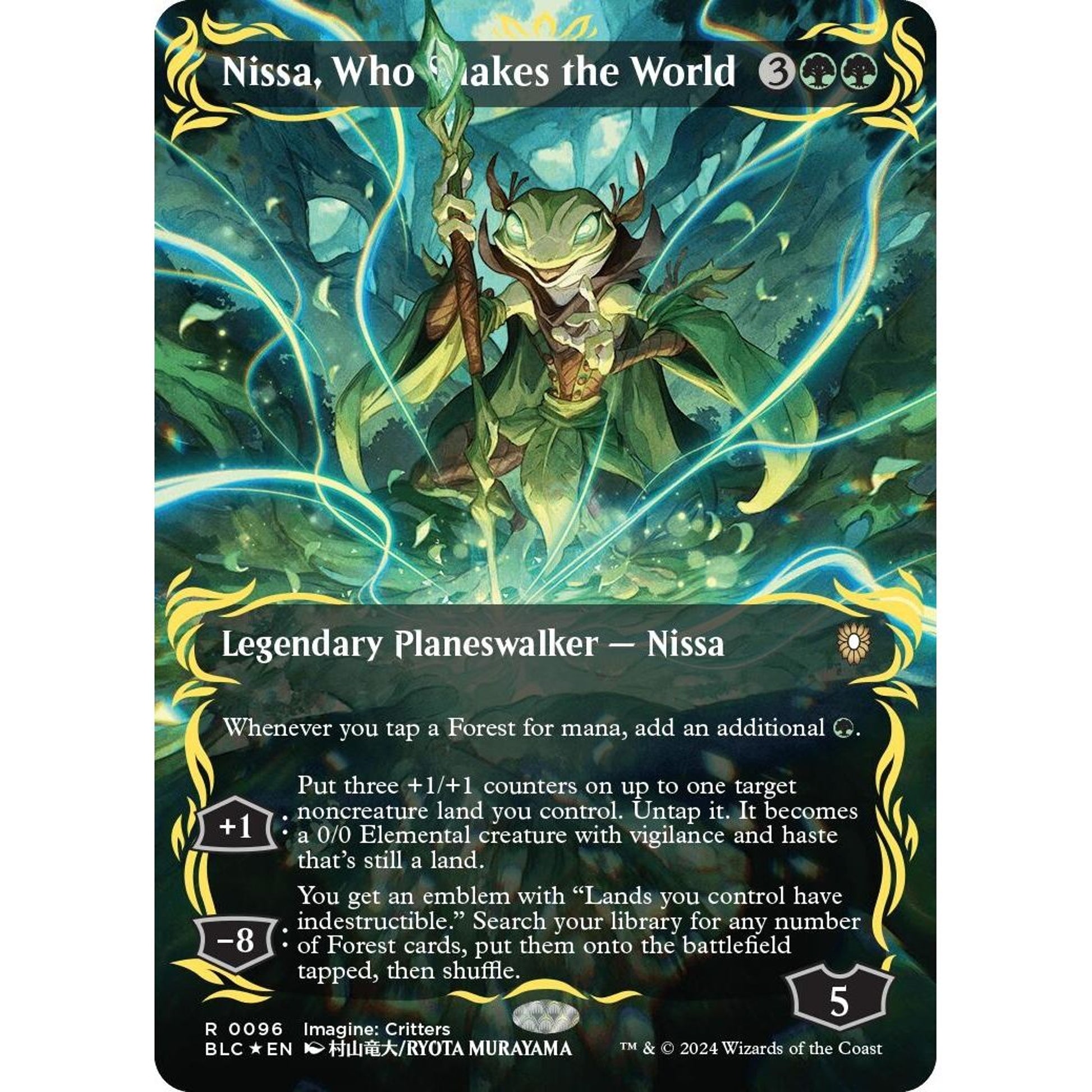 Image for Nissa, Who Shakes the World (Borderless) (Raised Foil) (96) (BLC) - Magic: The Gathering