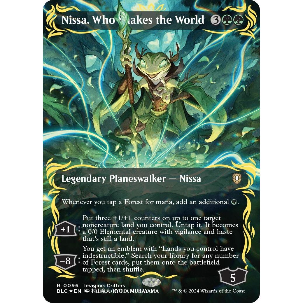 Image for Nissa, Who Shakes the World (Borderless) (Raised Foil) (96) (BLC) - Magic: The Gathering