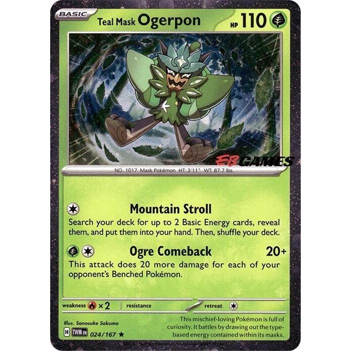 Image for Teal Mask Ogerpon (Cosmos Holo) (EB Games Exclusive) (024/167) (MCAP) - Pokemon