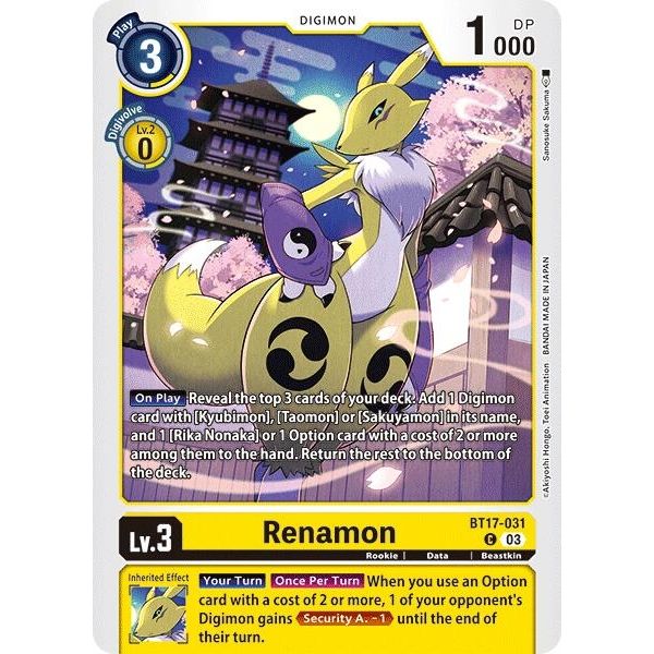 Image for Renamon (BT17-031 C) (BT17) - Digimon Card Game