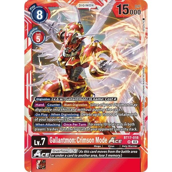 Image for Gallantmon: Crimson Mode ACE (BT17-018 SR) (BT17) - Digimon Card Game