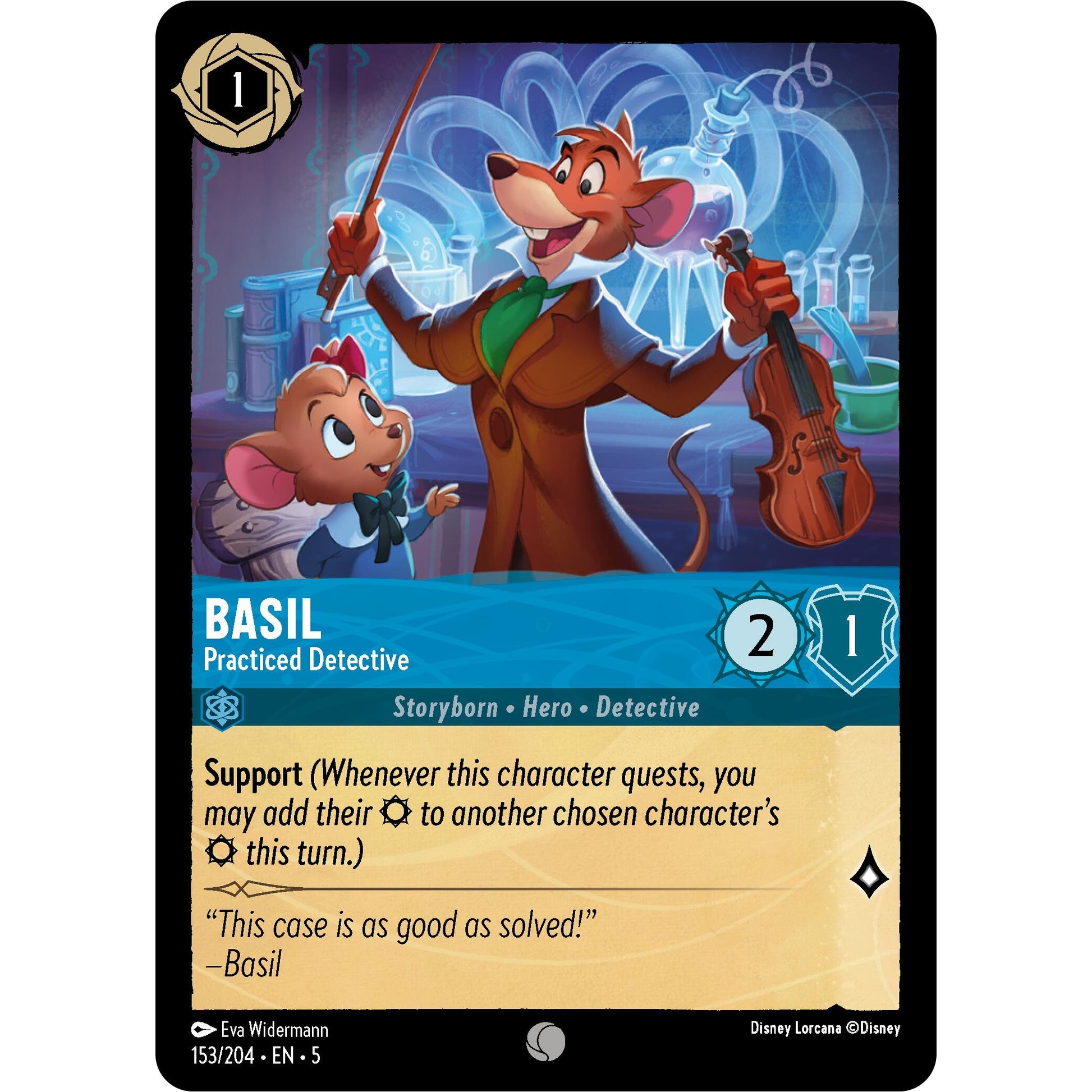 Image for Basil - Practiced Detective (153/204) (5) - Disney Lorcana