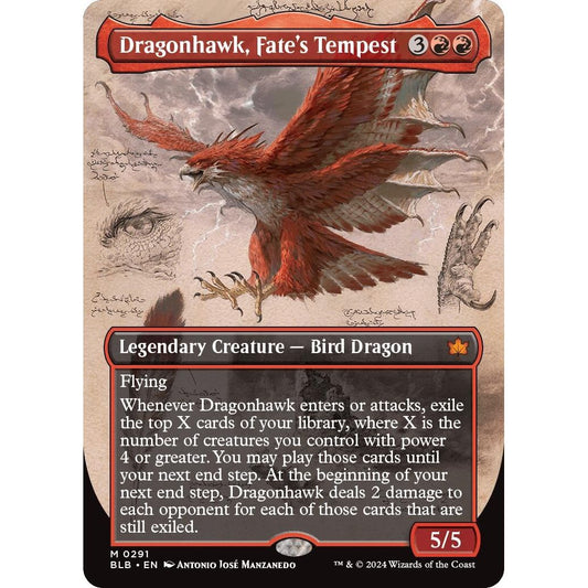 Image for Dragonhawk, Fate's Tempest (Borderless) (291) (BLB) - Magic: The Gathering