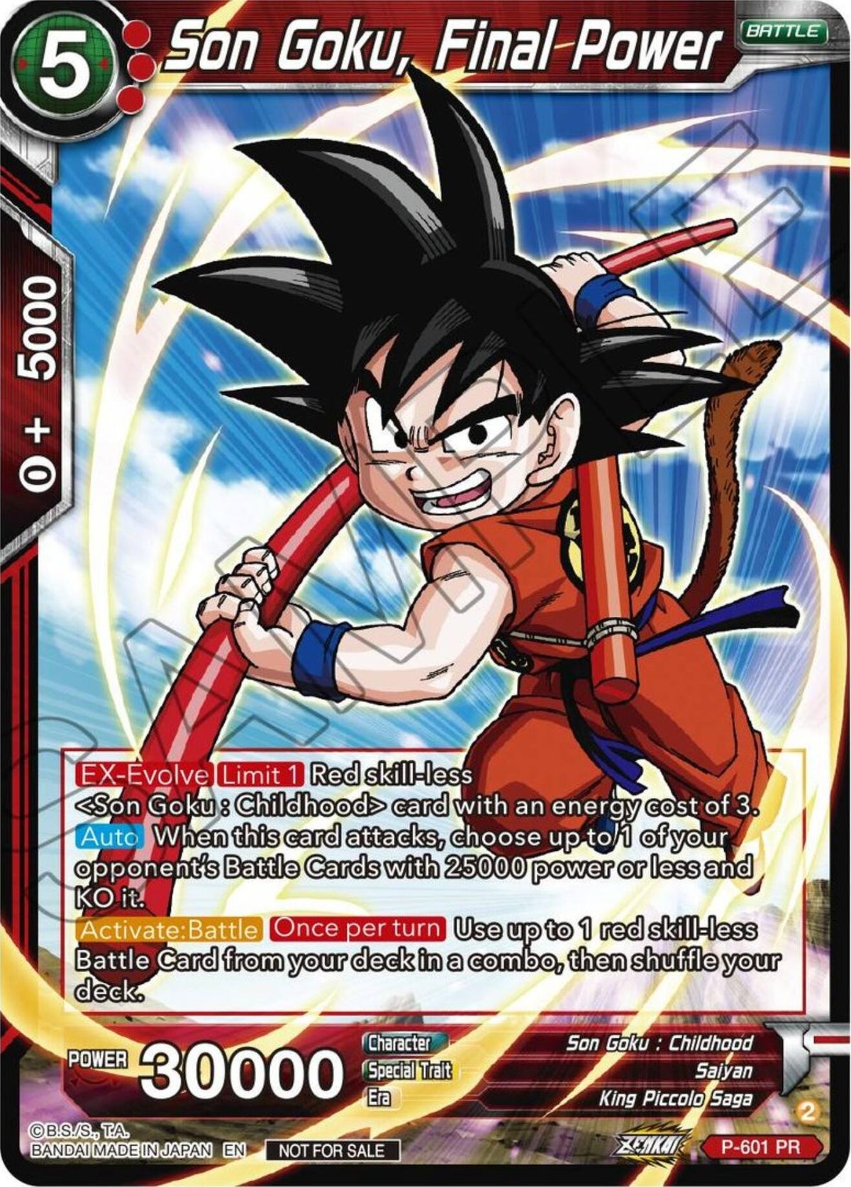 Image for Son Goku, Final Power (Zenkai Series Tournament Pack Vol.8) (P-601) (TPR) - Dragon Ball Super: Masters