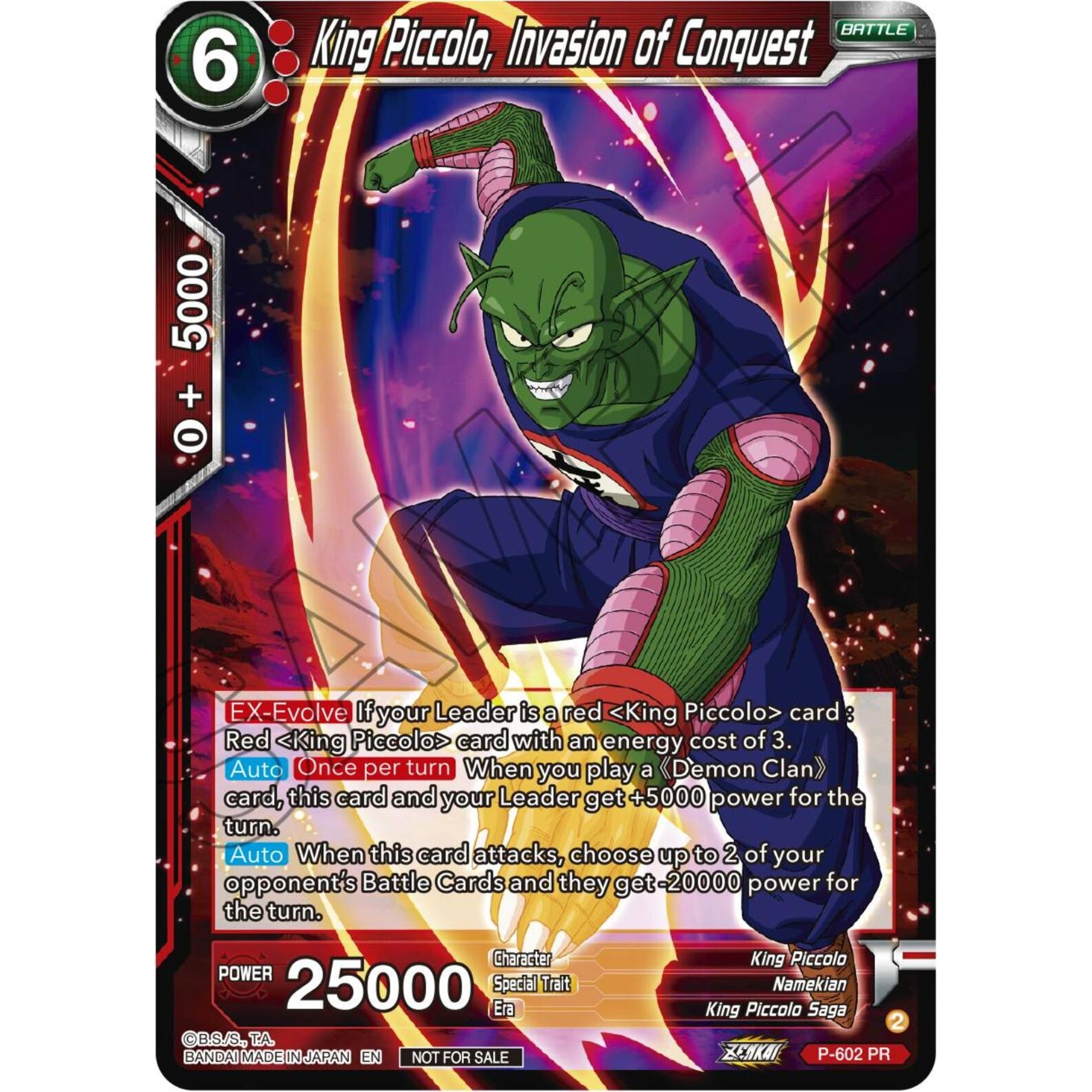 Image for King Piccolo, Invasion of Conquest (Zenkai Series Tournament Pack Vol.8) (P-602) (TPR) - Dragon Ball Super: Masters