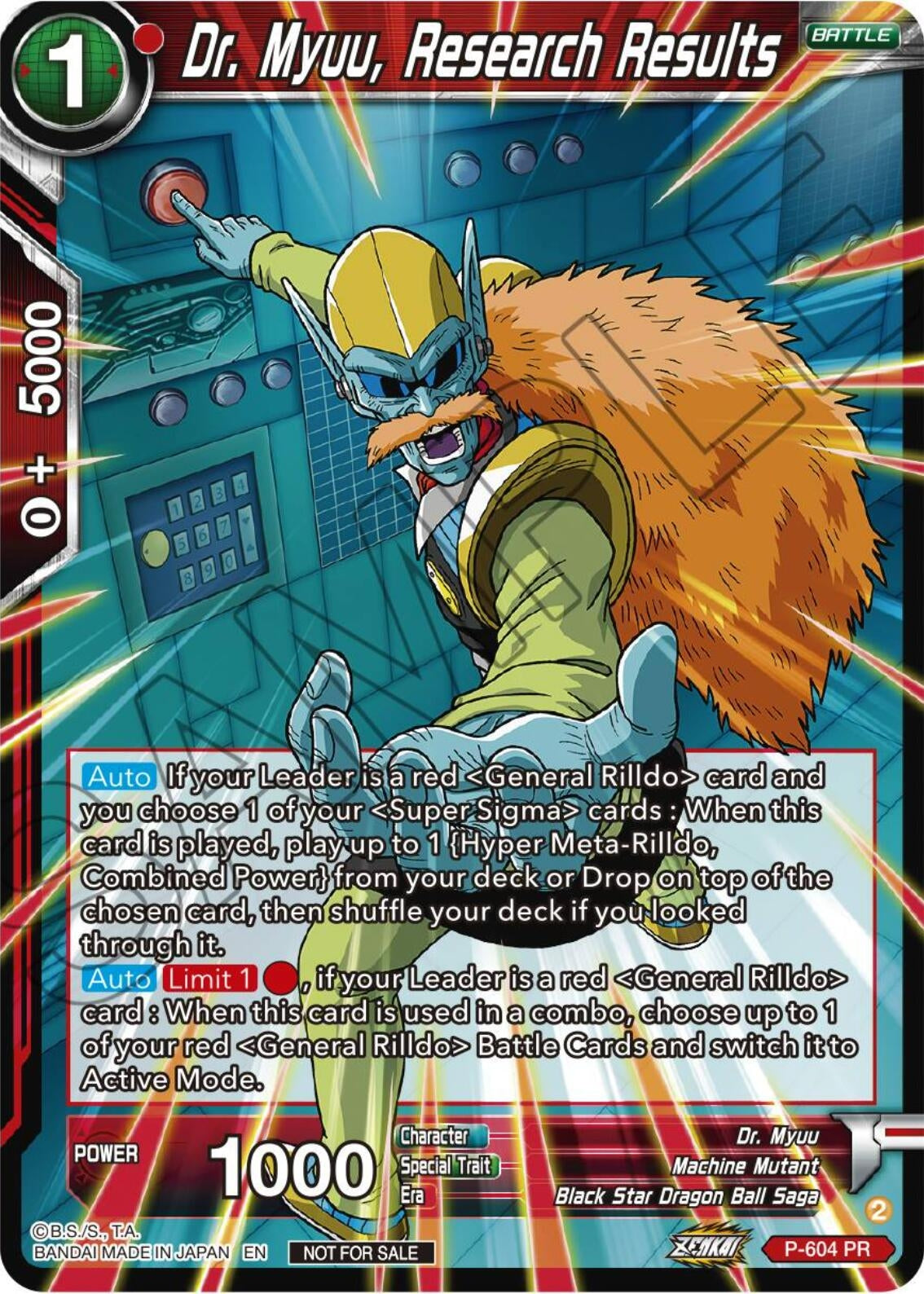 Image for Dr. Myuu, Research Results (Zenkai Series Tournament Pack Vol.8) (P-604) (TPR) - Dragon Ball Super: Masters