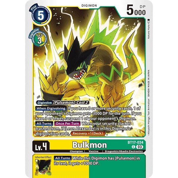 Image for Bulkmon (BT17-034 C) (BT17) - Digimon Card Game