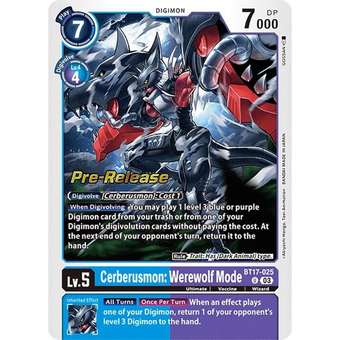 Image for Cerberusmon: Werewolf Mode (BT17-025 U) (BT17_PR) - Digimon Card Game